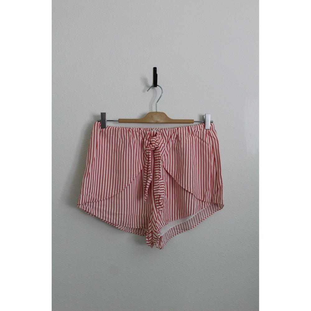Gianni‎ Bini Women's Red White Striped Tulip Hem Tie Front Shorts Size Medium